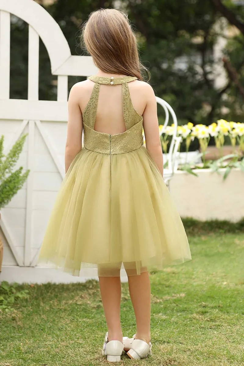 A-Line Midi Tulle Flower Girl Dress CF0373 sold by Cocomelody product image thumbnail 2