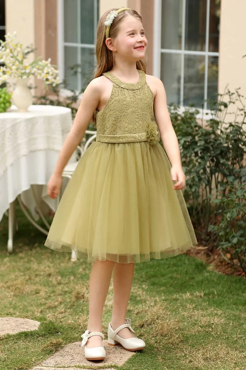 A-Line Midi Tulle Flower Girl Dress CF0373 sold by Cocomelody
