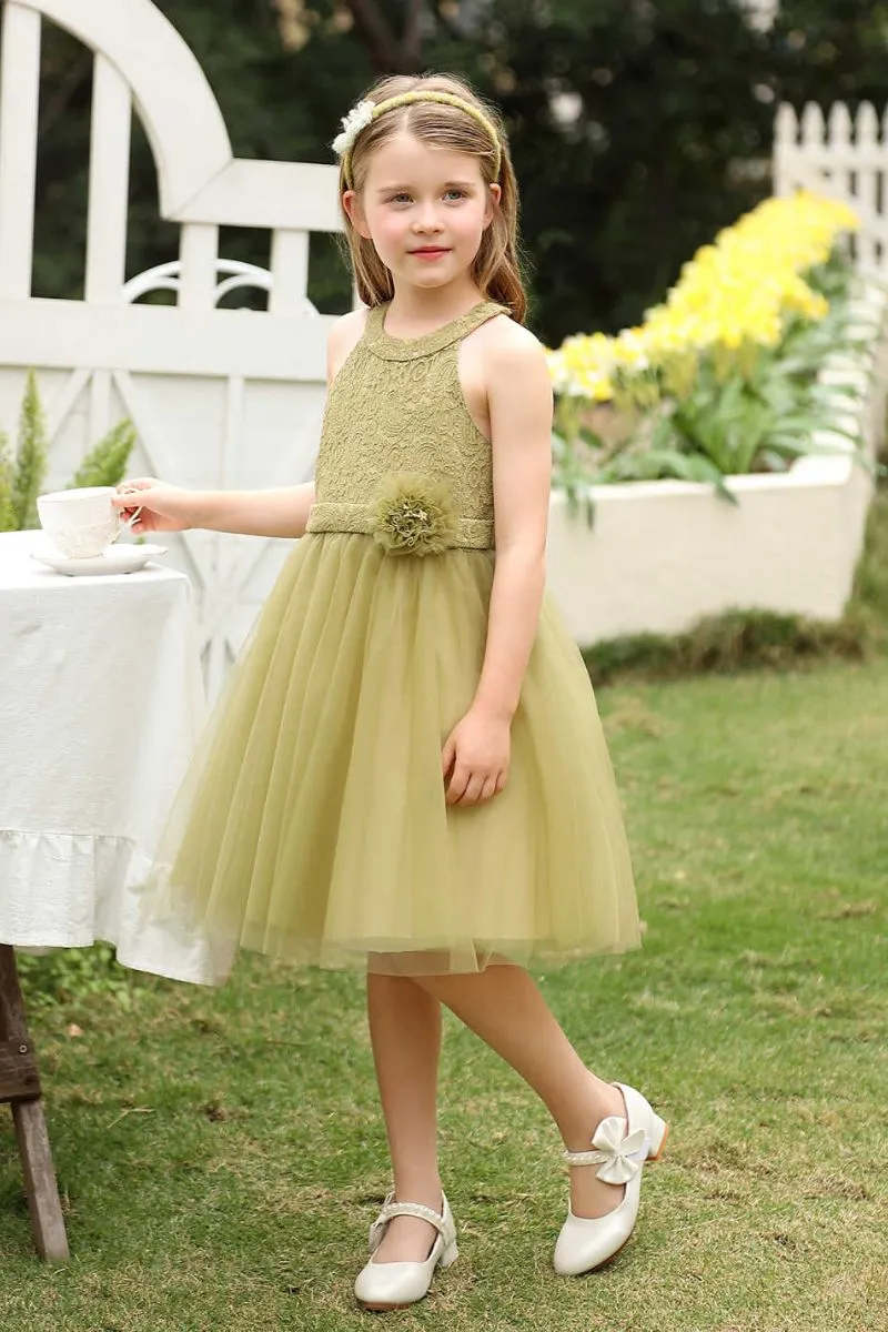 A-Line Midi Tulle Flower Girl Dress CF0373 sold by Cocomelody product image thumbnail 4