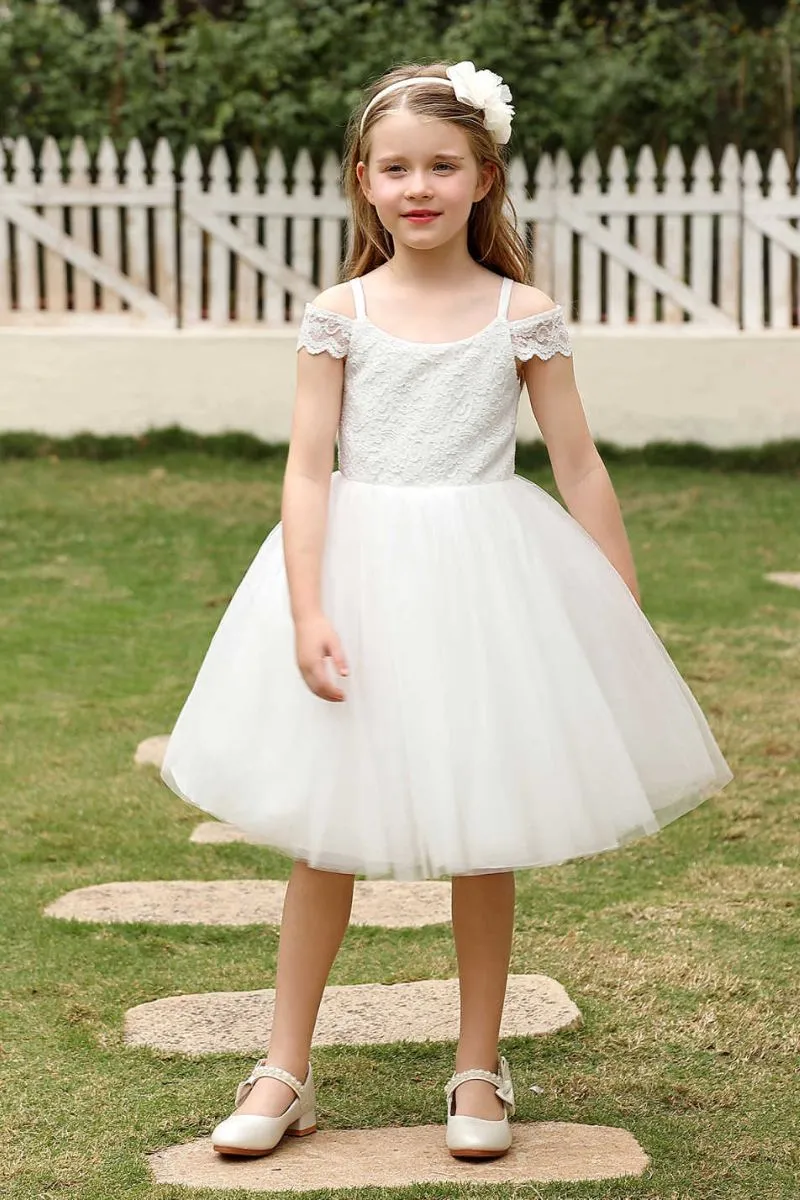 A-Line Midi Tulle Flower Girl Dress CF0372 sold by Cocomelody