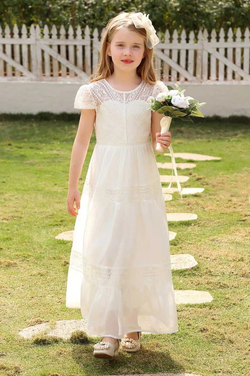 A-Line Maxi Chiffon Flower Girl Dress CF0370 sold by Cocomelody