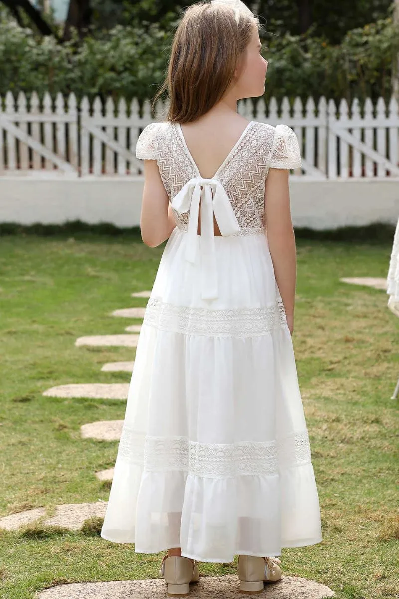 A-Line Maxi Chiffon Flower Girl Dress CF0370 sold by Cocomelody product image thumbnail 2