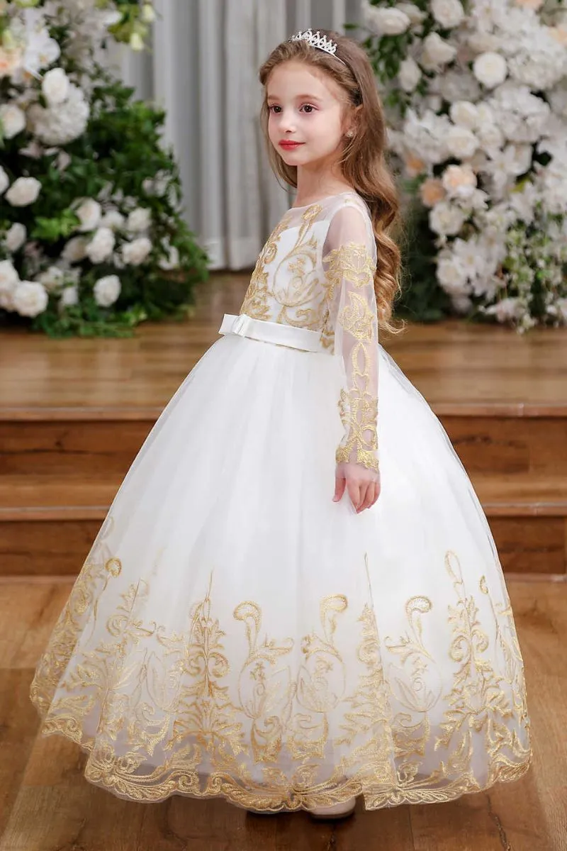 A-Line Maxi Tulle Flower Girl Dress CF0366 sold by Cocomelody product image thumbnail 5