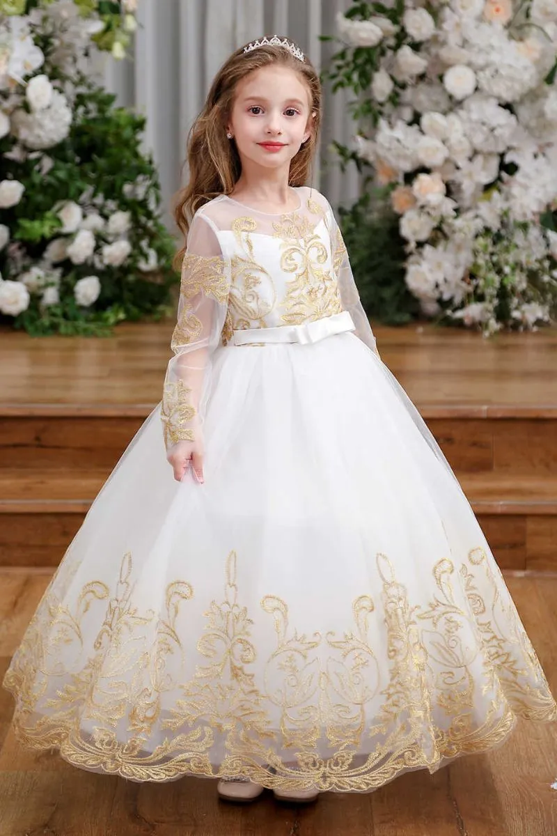 A-Line Maxi Tulle Flower Girl Dress CF0366 sold by Cocomelody