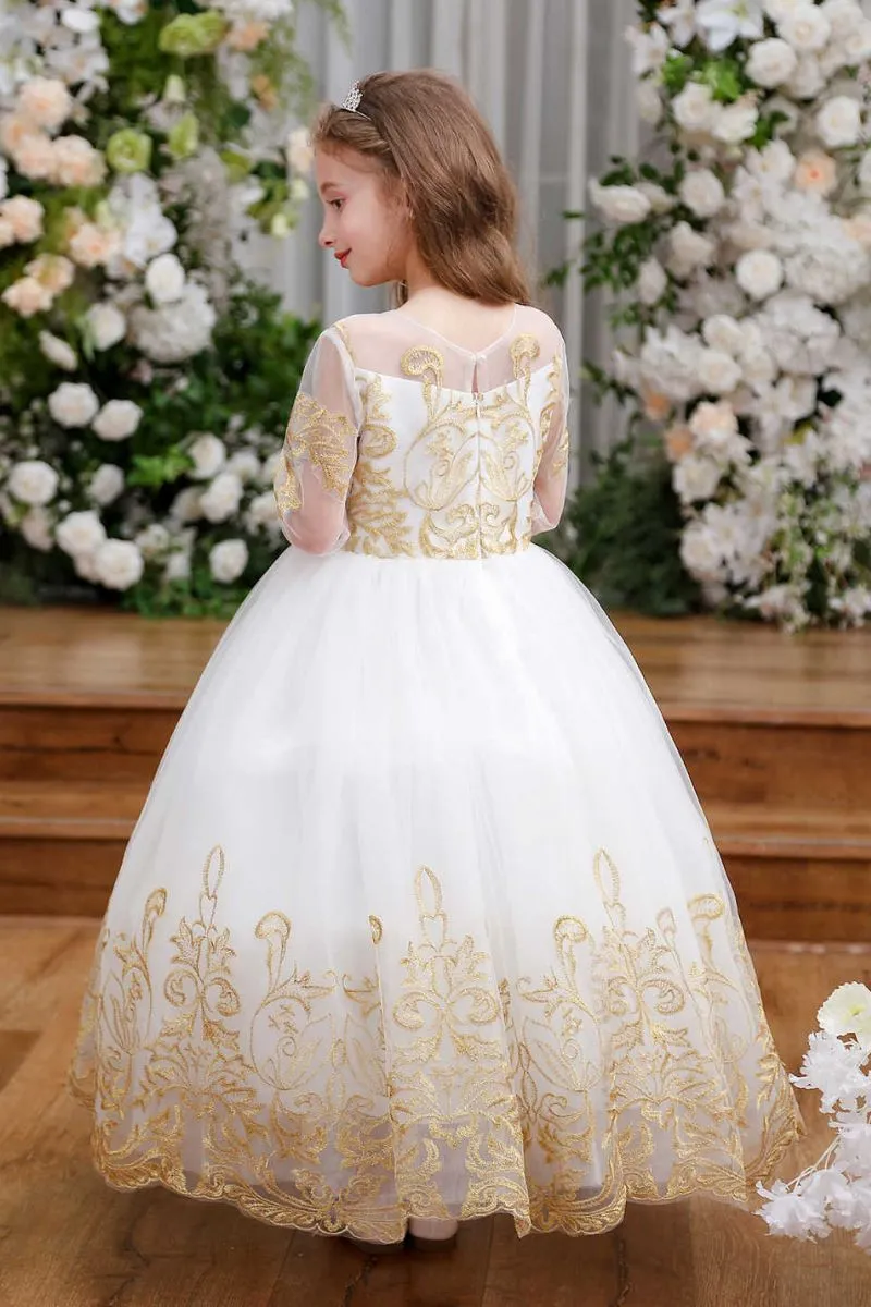 A-Line Maxi Tulle Flower Girl Dress CF0366 sold by Cocomelody product image thumbnail 2