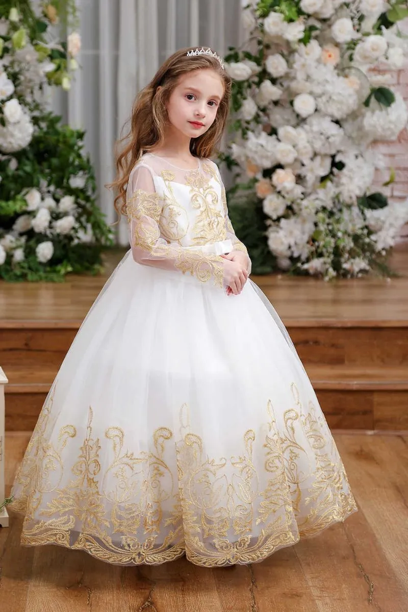 A-Line Maxi Tulle Flower Girl Dress CF0366 sold by Cocomelody product image thumbnail 4