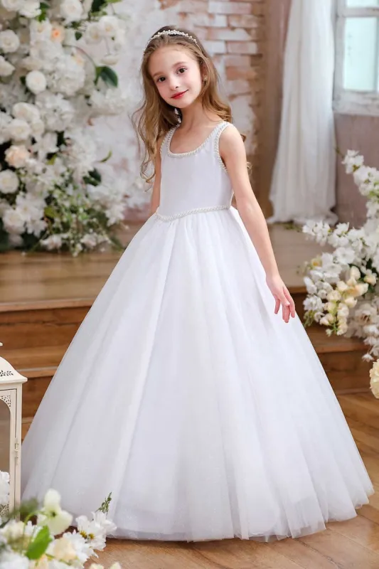 A-Line Maxi Tulle Flower Girl Dress CF0365 sold by Cocomelody