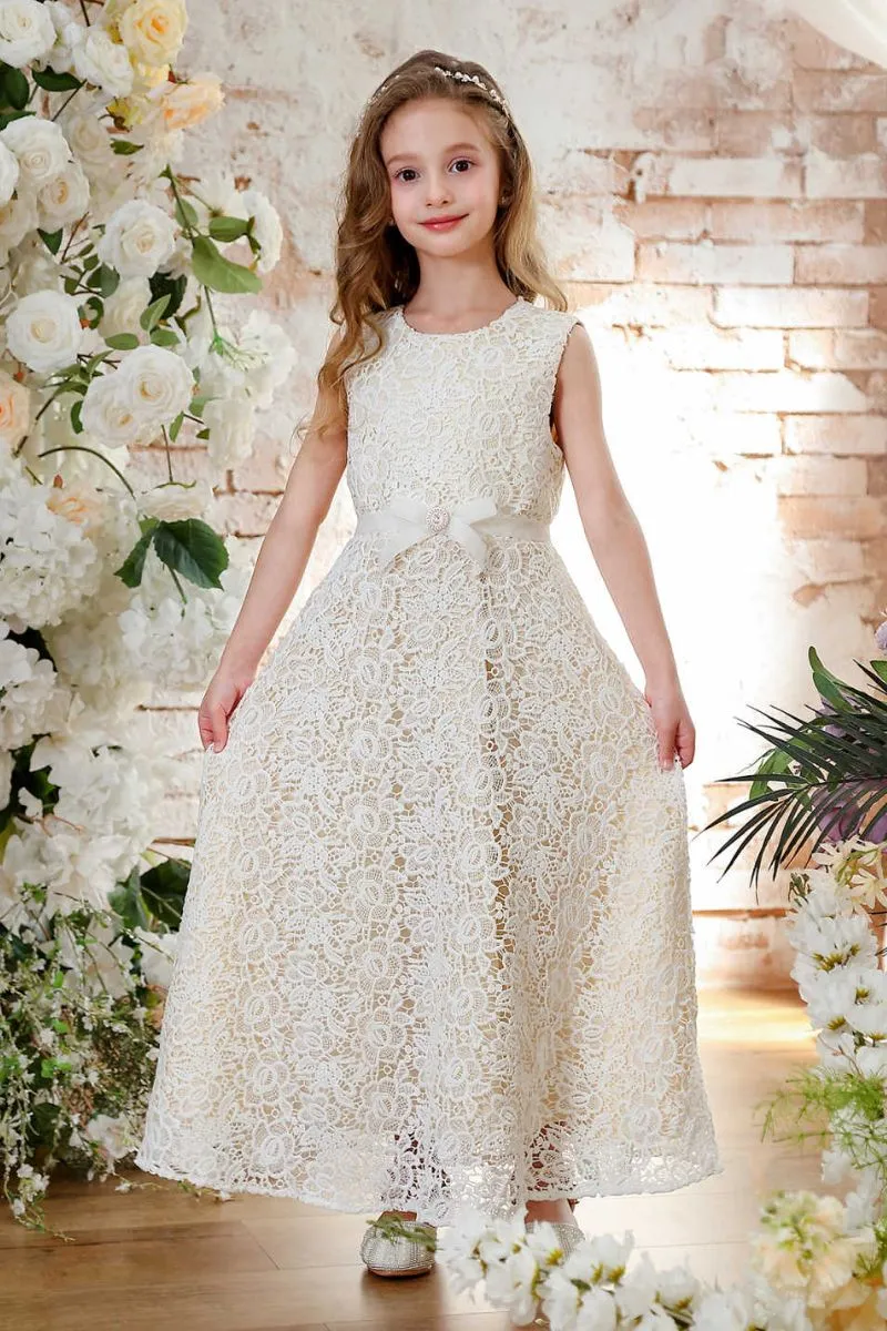 A-Line Maxi lace Flower Girl Dress CF0364 sold by Cocomelody