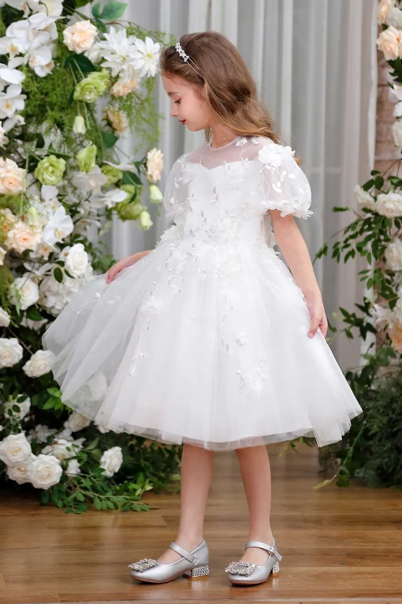 A-Line Midi Tulle Flower Girl Dress CF0363 sold by Cocomelody product image thumbnail 5