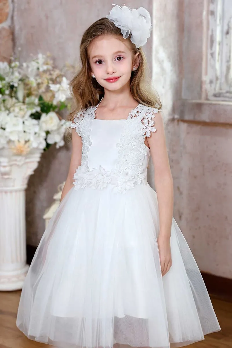 A-Line Midi Tulle Flower Girl Dress CF0362 sold by Cocomelody product image thumbnail 4