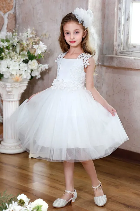 A-Line Midi Tulle Flower Girl Dress CF0362 sold by Cocomelody