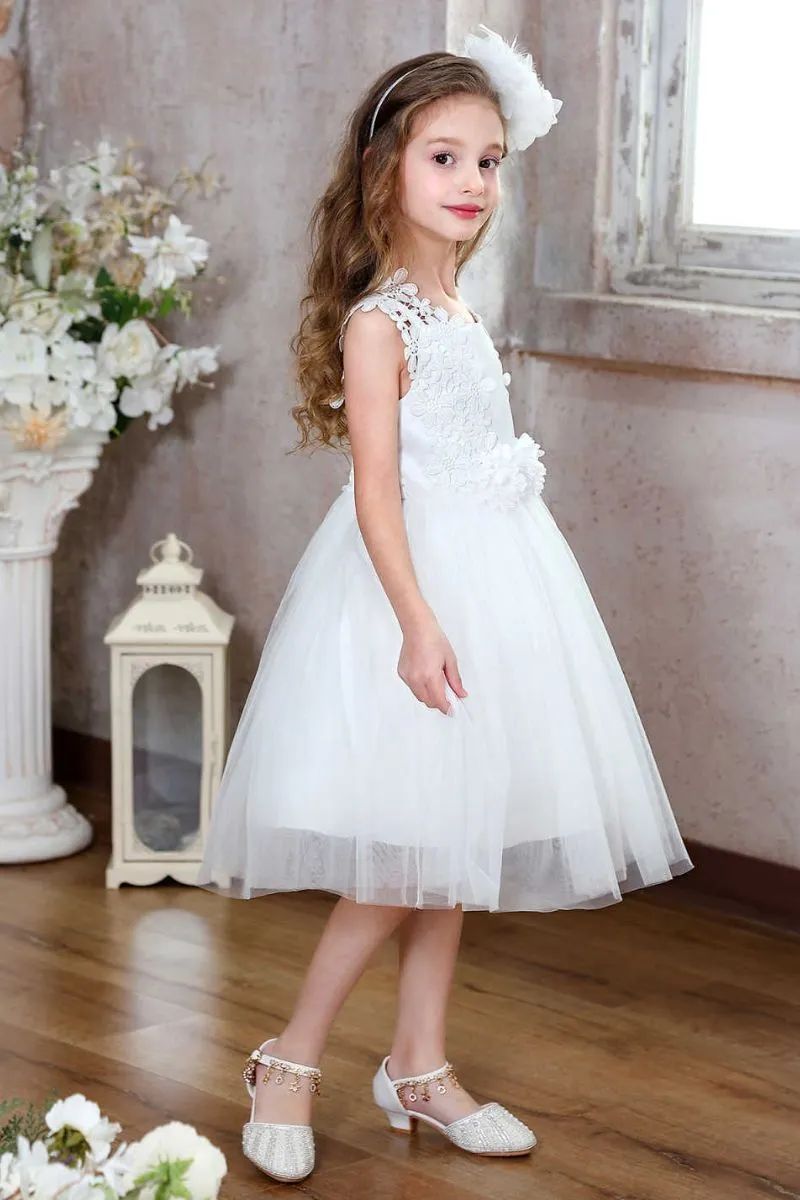 A-Line Midi Tulle Flower Girl Dress CF0362 sold by Cocomelody product image thumbnail 5