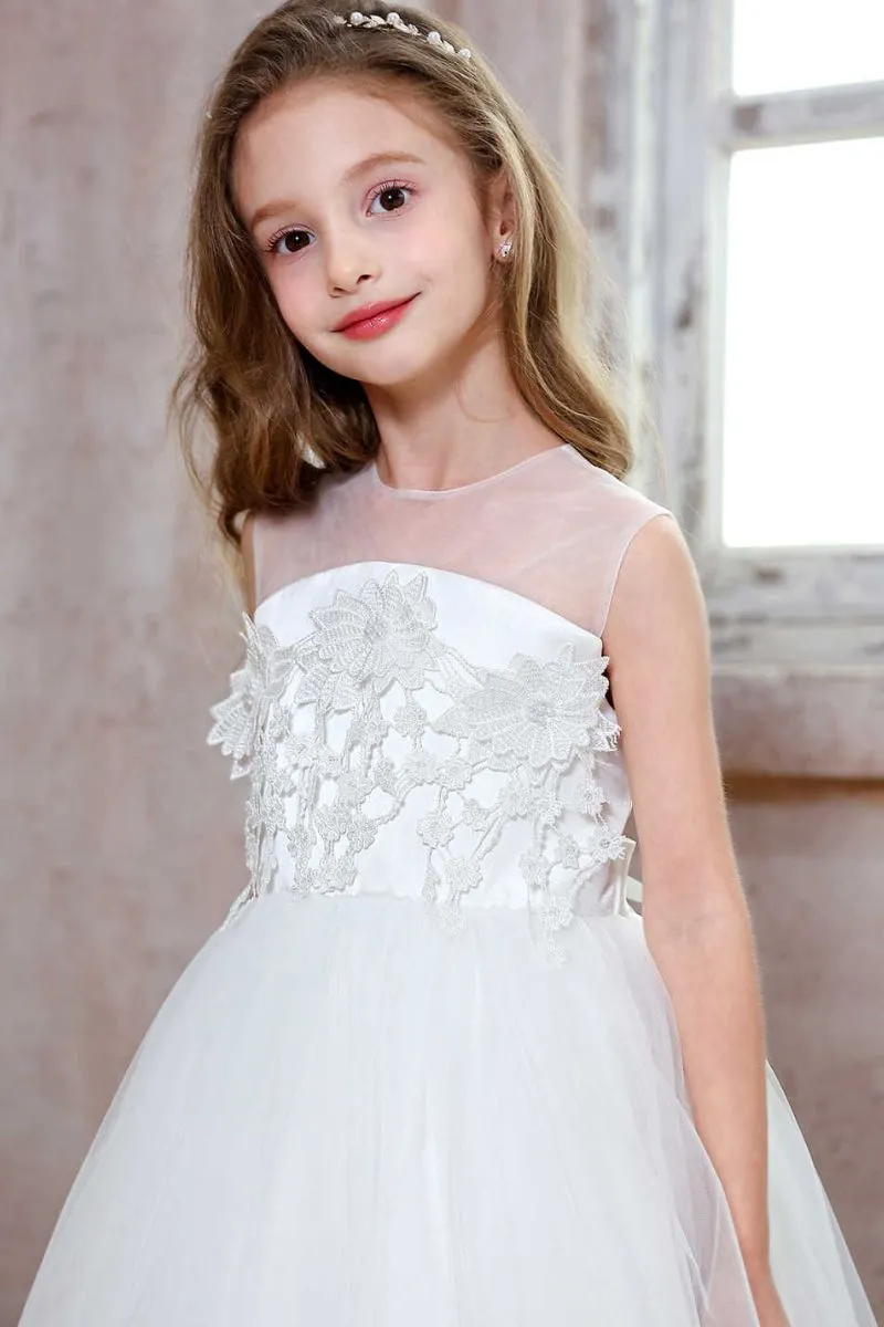 A-Line High-Low Tulle Flower Girl Dress CF0361 sold by Cocomelody product image thumbnail 4