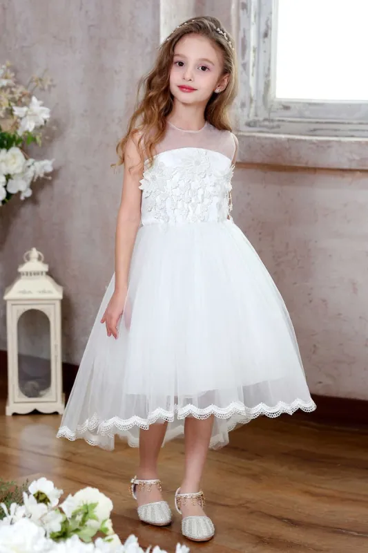A-Line High-Low Tulle Flower Girl Dress CF0361 sold by Cocomelody