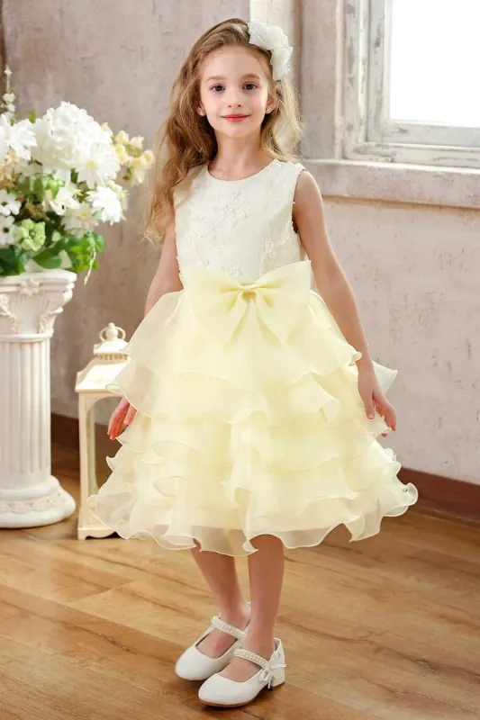 Ball Gown Midi Organza Flower Girl Dress CF0359 sold by Cocomelody