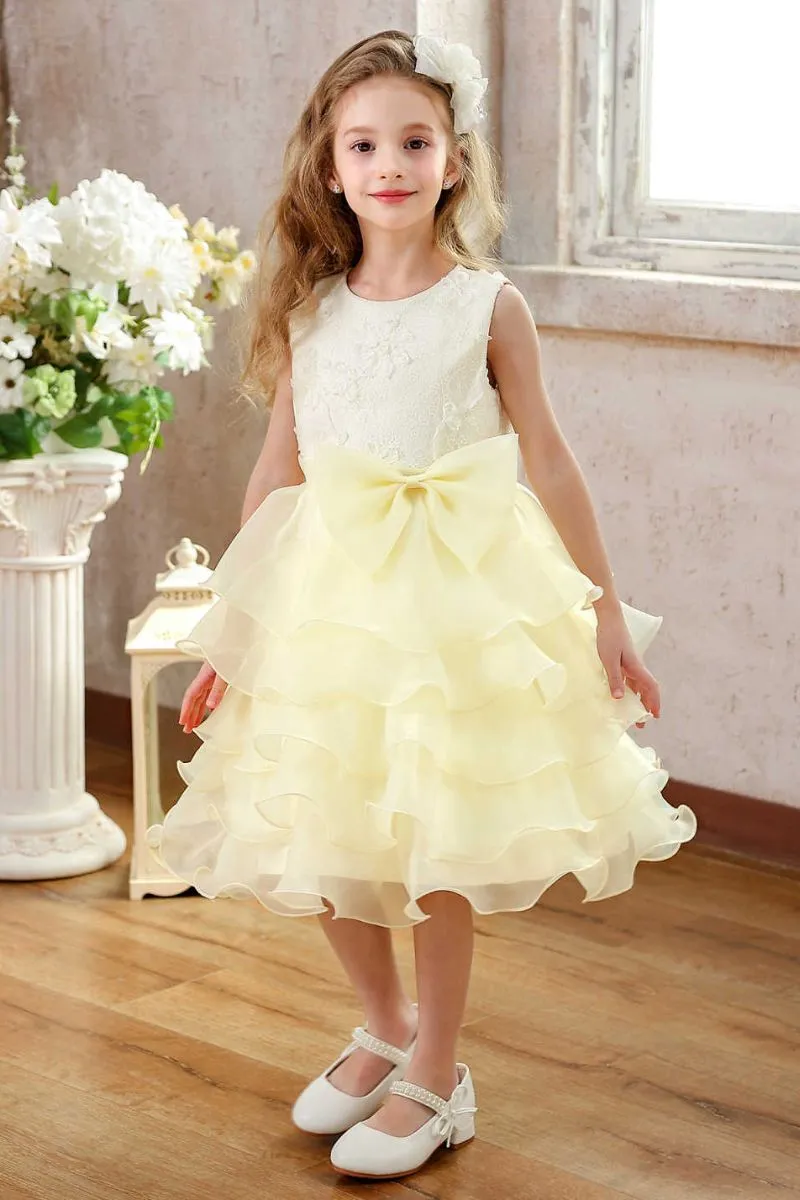 Ball Gown Midi Organza Flower Girl Dress CF0359 sold by Cocomelody