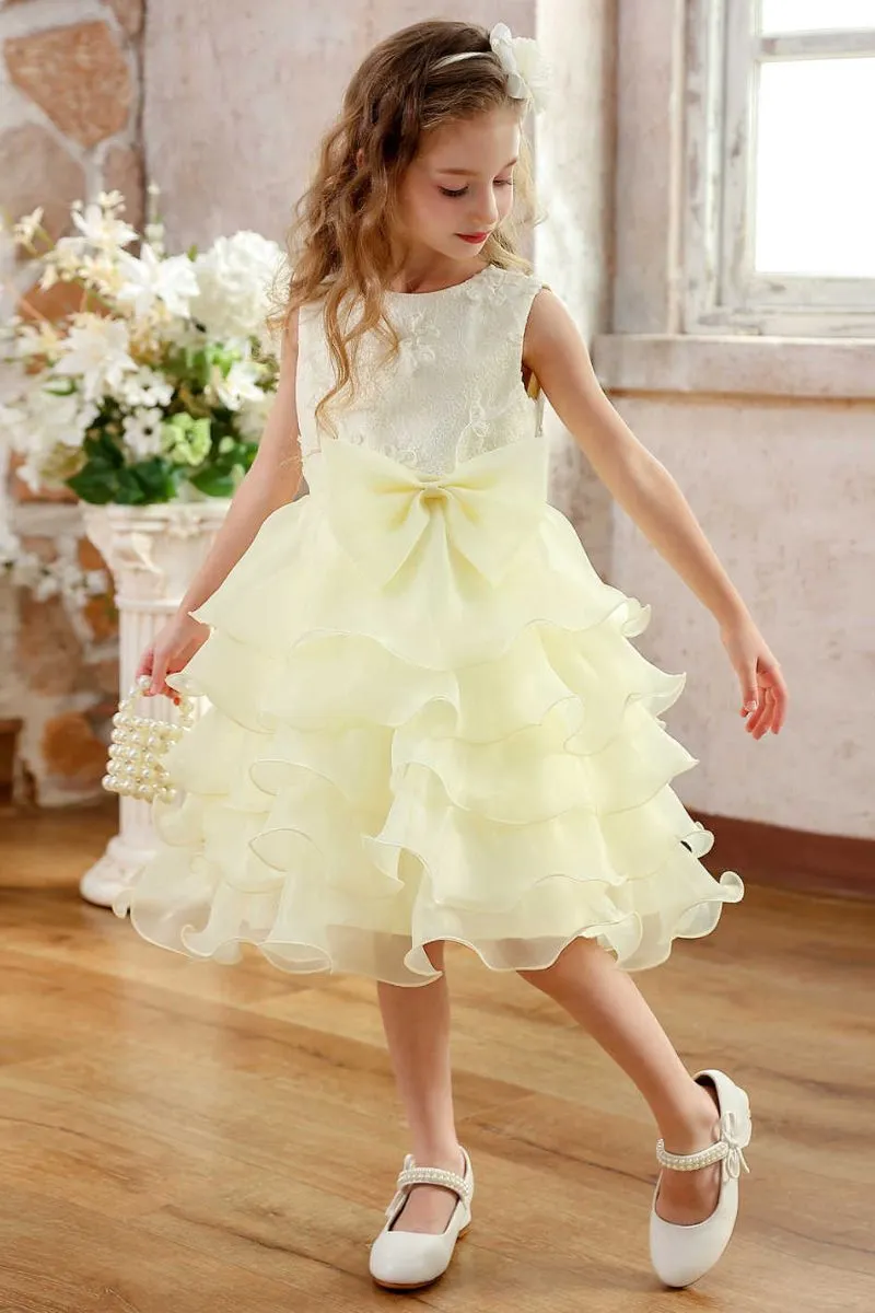 Ball Gown Midi Organza Flower Girl Dress CF0359 sold by Cocomelody product image thumbnail 4