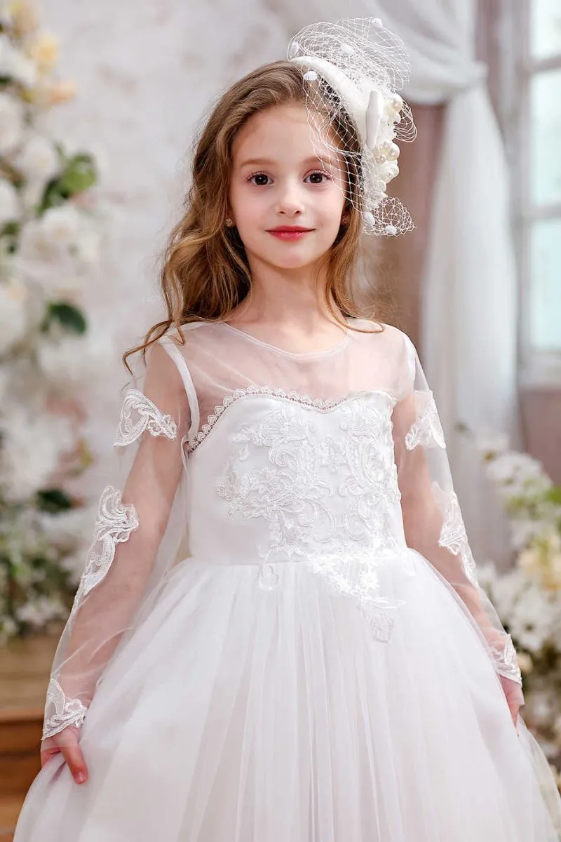 A-Line Maxi Tulle Flower Girl Dress CF0357 sold by Cocomelody product image thumbnail 4