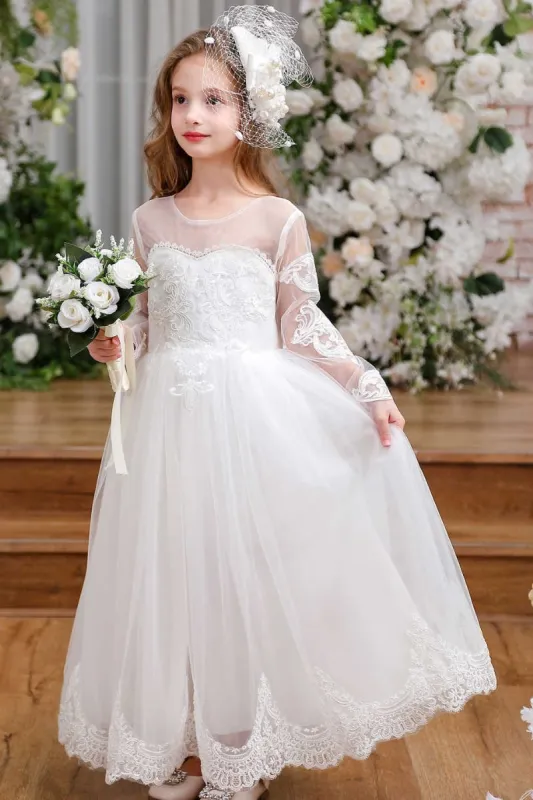 A-Line Maxi Tulle Flower Girl Dress CF0357 sold by Cocomelody