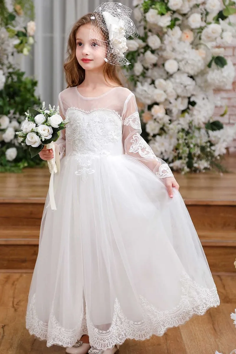 A-Line Maxi Tulle Flower Girl Dress CF0357 sold by Cocomelody