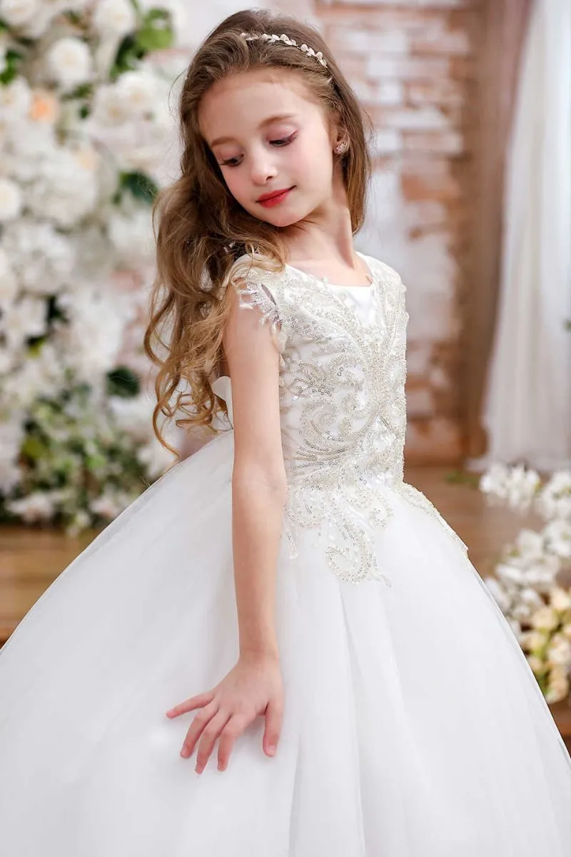 A-Line Maxi Tulle Flower Girl Dress CF0353 sold by Cocomelody product image thumbnail 4