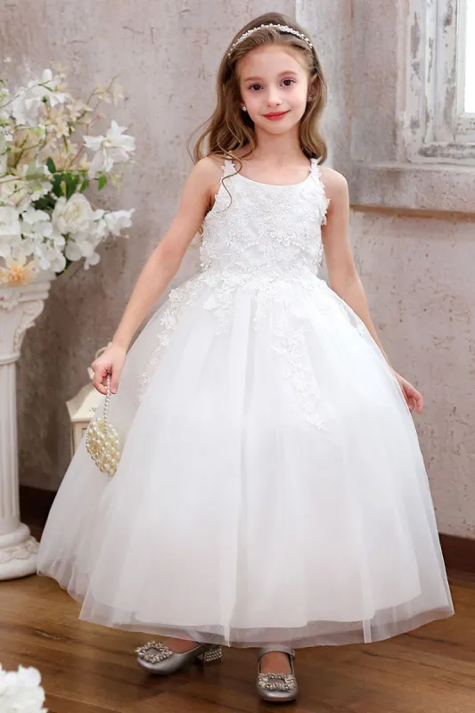 A-Line Midi Tulle Flower Girl Dress CF0352 sold by Cocomelody