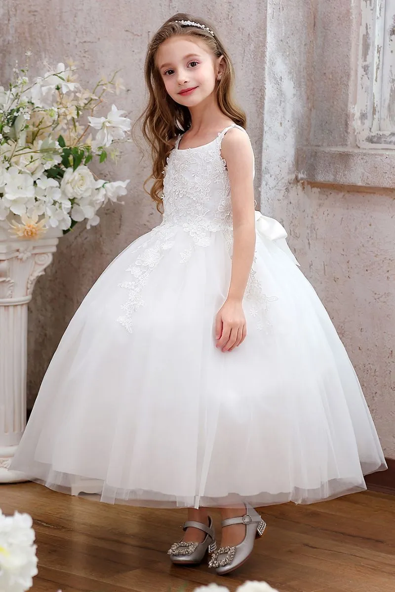 A-Line Midi Tulle Flower Girl Dress CF0352 sold by Cocomelody product image thumbnail 4