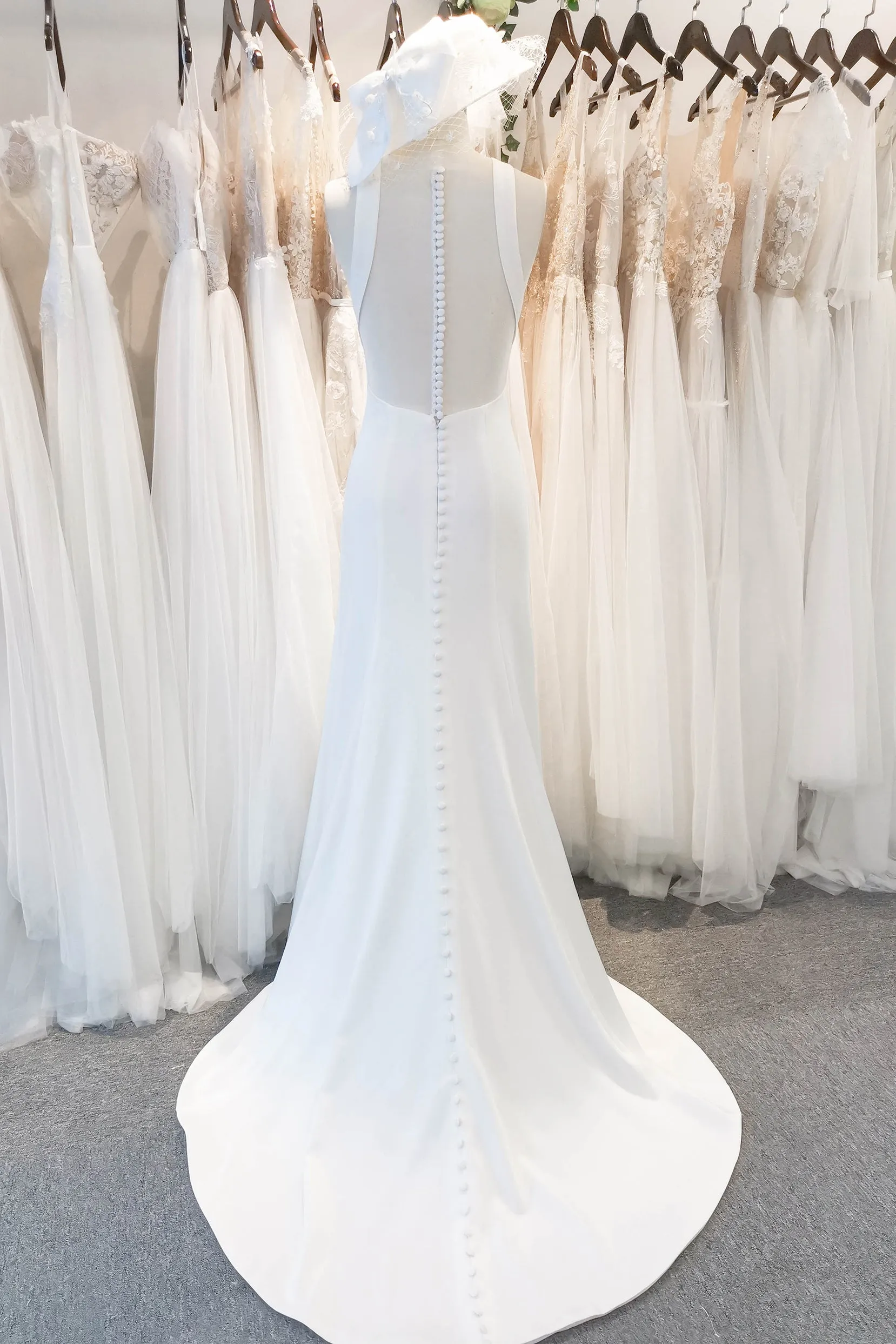 Mermaid Sweep-Brush Train Stretch Satin Wedding Dress CW3122 sold by Cocomelody product image thumbnail 2