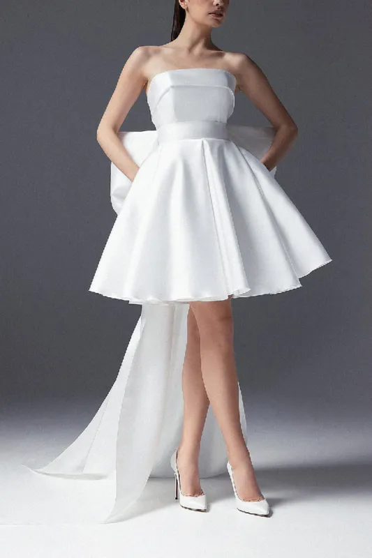 A-Line Short-Mini Mikado Little White Dress 100065 sold by Cocomelody