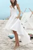 A-Line High-Low Satin Little White Dress 100059 sold by Cocomelody