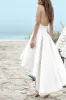 A-Line High-Low Satin Little White Dress 100059 sold by Cocomelody