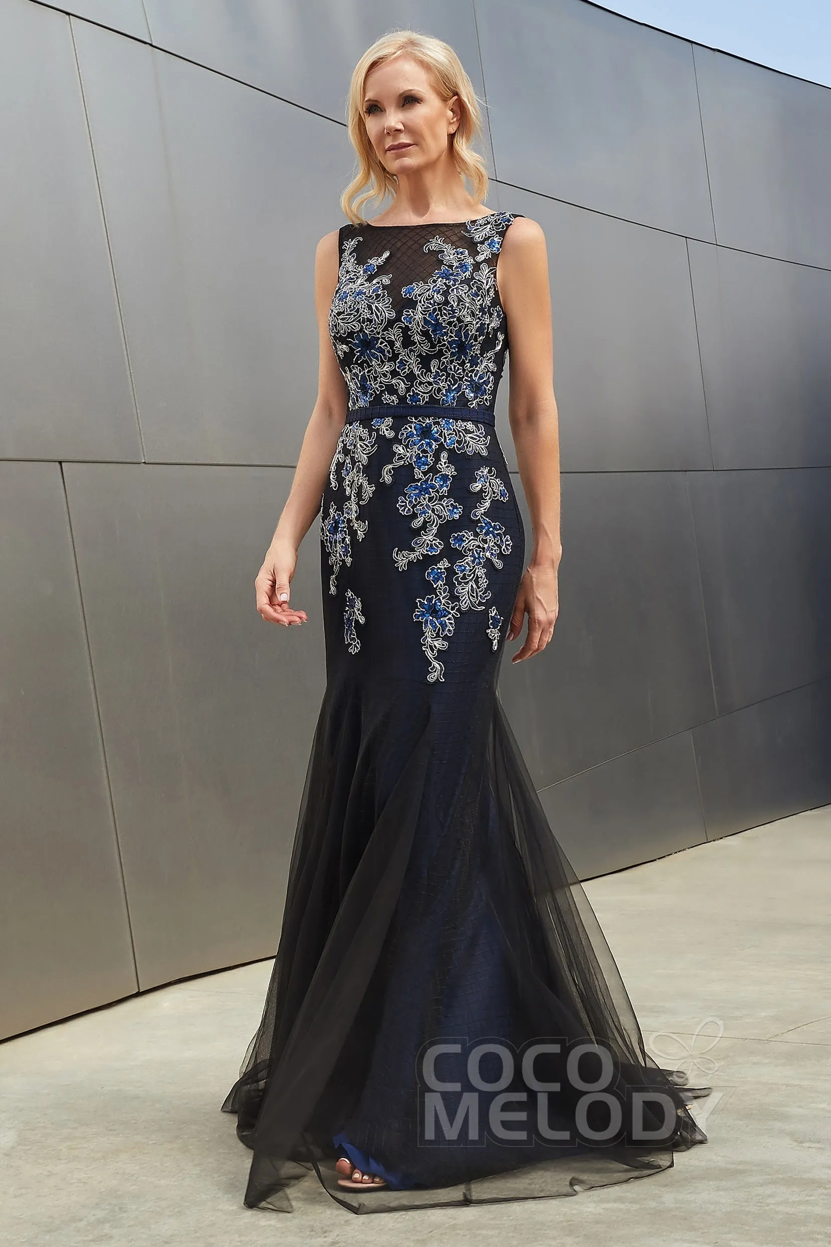 Mermaid Sweep Train Lace Tulle Knitted Fabric Dress PR3612CR sold by Cocomelody