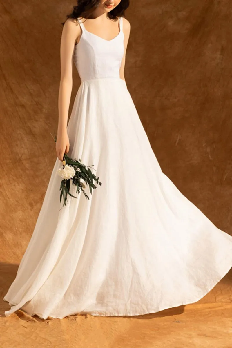 A-Line Floor Length Chiffon Little White Dress 100035 sold by Cocomelody product image thumbnail 5