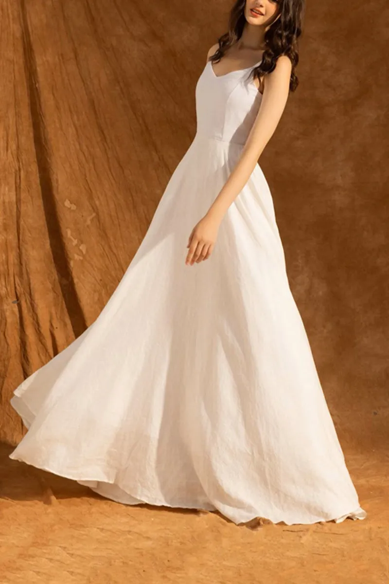 A-Line Floor Length Chiffon Little White Dress 100035 sold by Cocomelody product image thumbnail 3