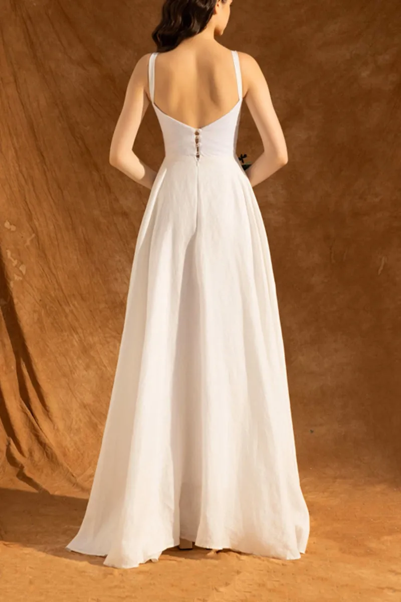 A-Line Floor Length Chiffon Little White Dress 100035 sold by Cocomelody product image thumbnail 2