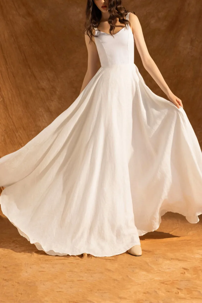 A-Line Floor Length Chiffon Little White Dress 100035 sold by Cocomelody product image thumbnail 4