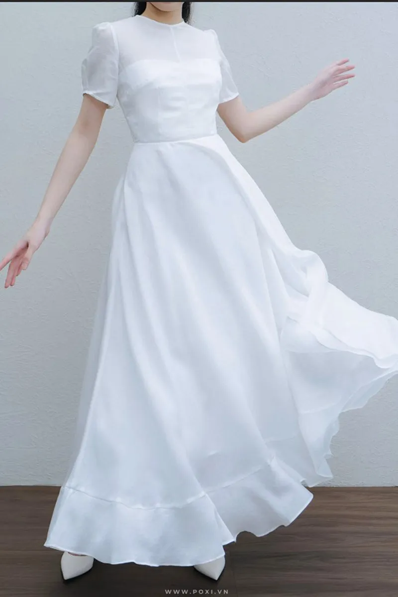 A-Line Ankle Length Chiffon Little White Dress 100043 sold by Cocomelody product image thumbnail 3