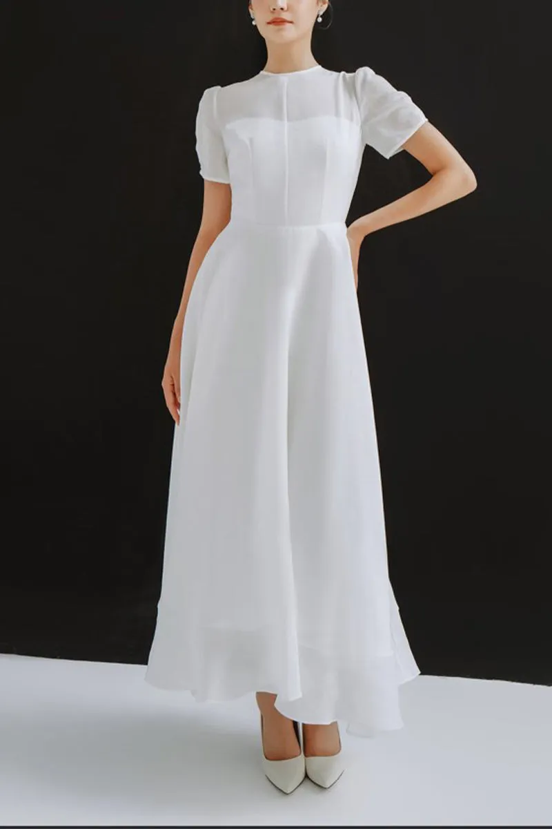 A-Line Ankle Length Chiffon Little White Dress 100043 sold by Cocomelody product image thumbnail 5