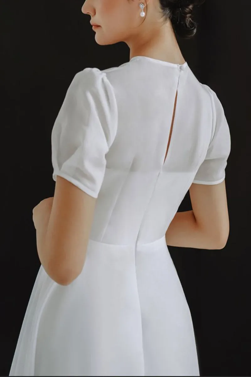 A-Line Ankle Length Chiffon Little White Dress 100043 sold by Cocomelody product image thumbnail 2