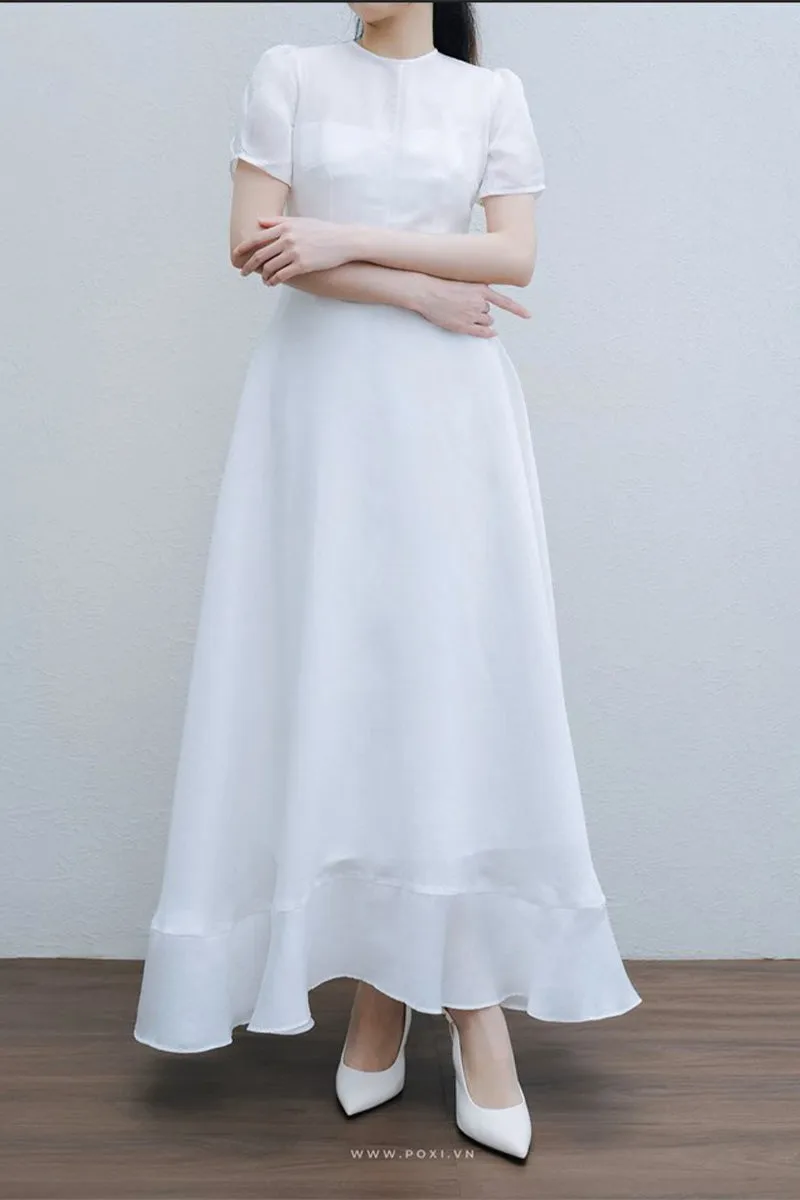 A-Line Ankle Length Chiffon Little White Dress 100043 sold by Cocomelody product image thumbnail 4