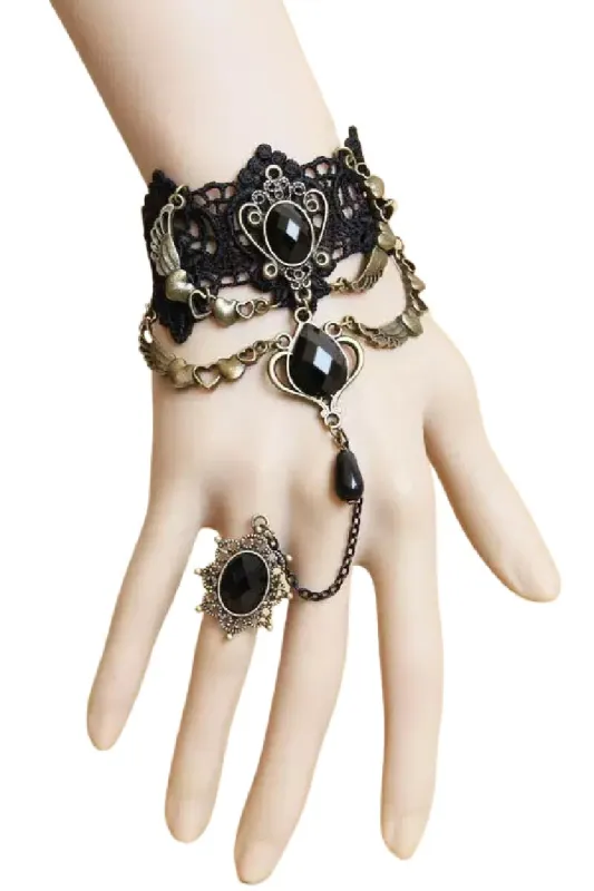 Alloy Lace Bracelets with Rhinestone 657040574686 made by Cocomelody