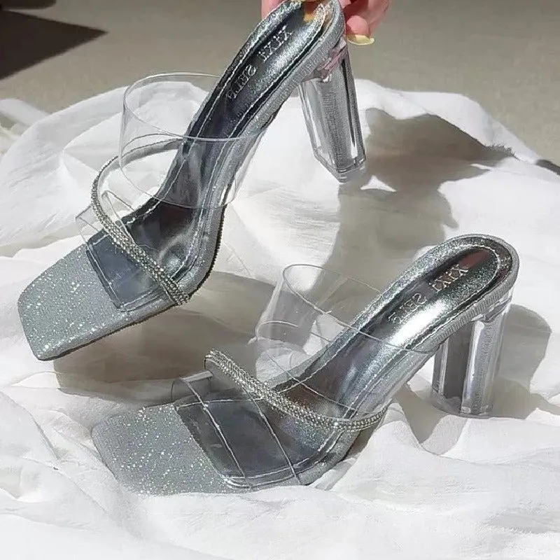 Chunky-heeled transparent sandals 935700981780 sold by Cocomelody product image thumbnail 3