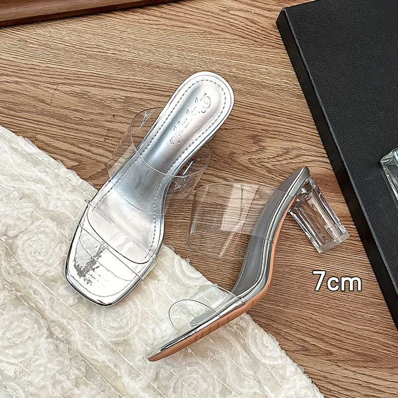 Chunky-heeled transparent sandals 718875447541 sold by Cocomelody product image thumbnail 3