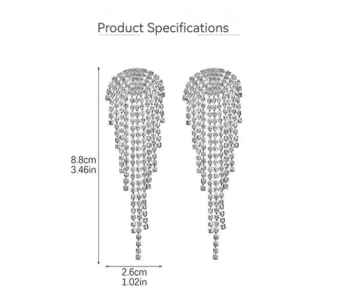 Rhinestone/Tassels Drop Earrings 751330283865 sold by Cocomelody product image thumbnail 5
