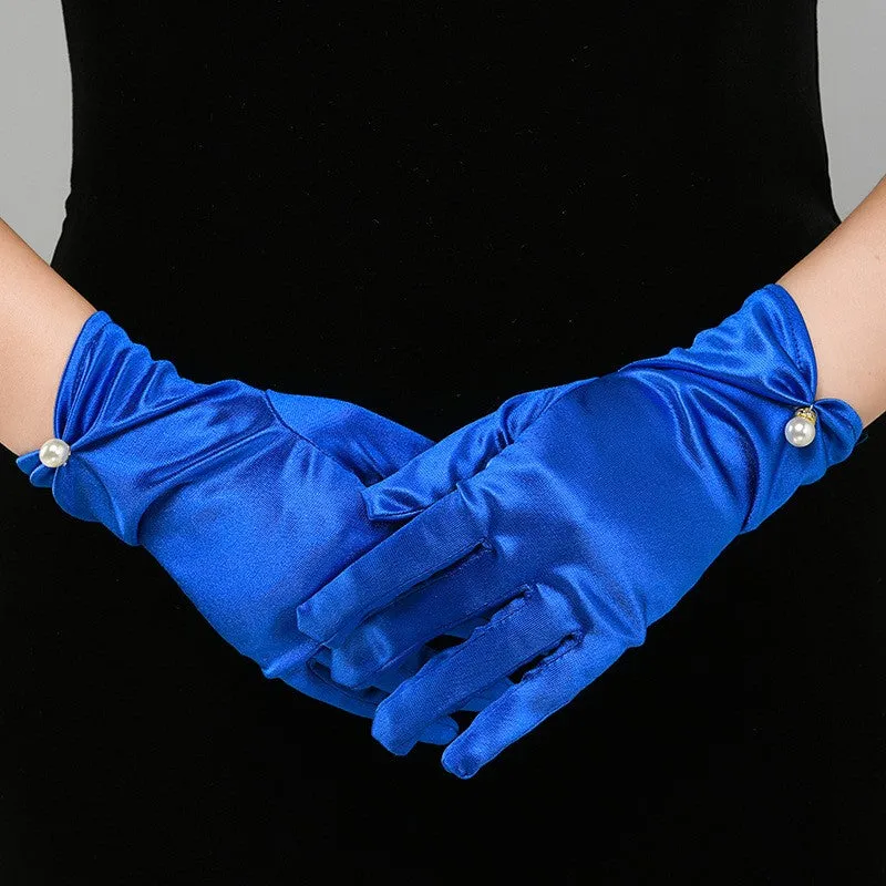 Multicolored Fingertips Wrist Length Satin Gloves 739618529604 sold by Cocomelody product image thumbnail 5