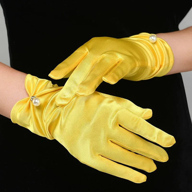 Multicolored Fingertips Wrist Length Satin Gloves 739618529604 sold by Cocomelody product image thumbnail 4