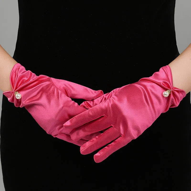 Multicolored Fingertips Wrist Length Satin Gloves 739618529604 sold by Cocomelody