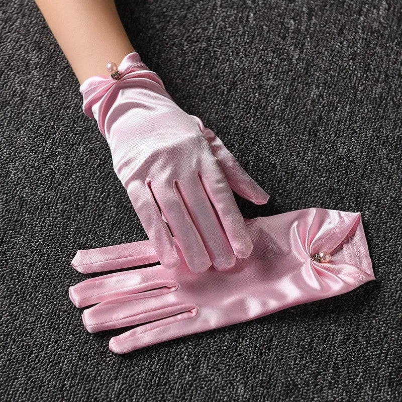 Multicolored Fingertips Wrist Length Satin Gloves 739618529604 sold by Cocomelody product image thumbnail 2