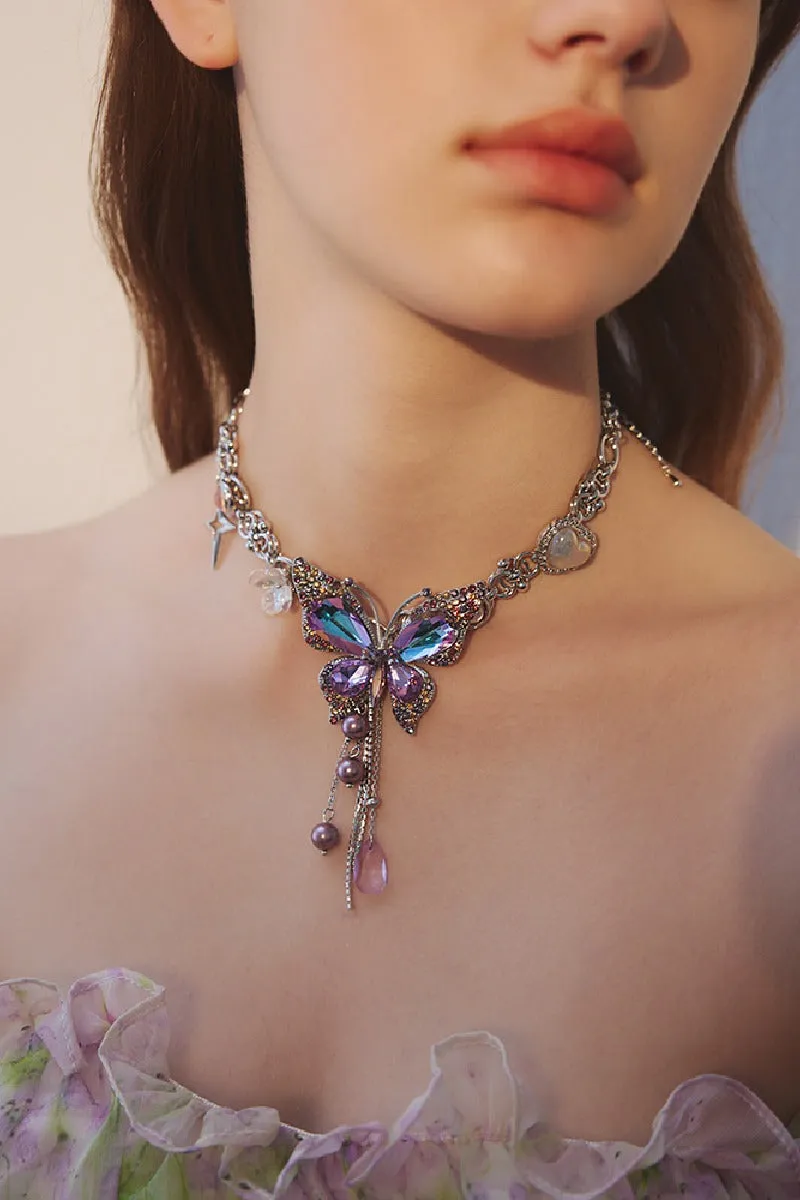 Water drop tassel butterfly diamond Necklace 873960697326 sold by Cocomelody product image thumbnail 3