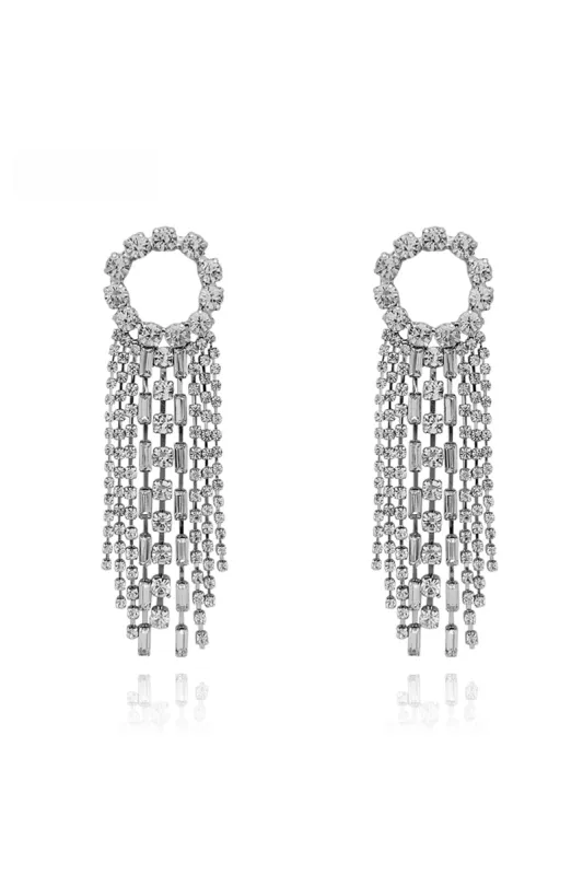 Rhinestone Tassels Drop Earrings 573909591269 sold by Cocomelody